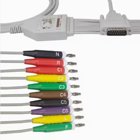 Compatible BJ-902D Nihon Kohden ECG-1250 ECG-1350 10 leads banana ekg cable